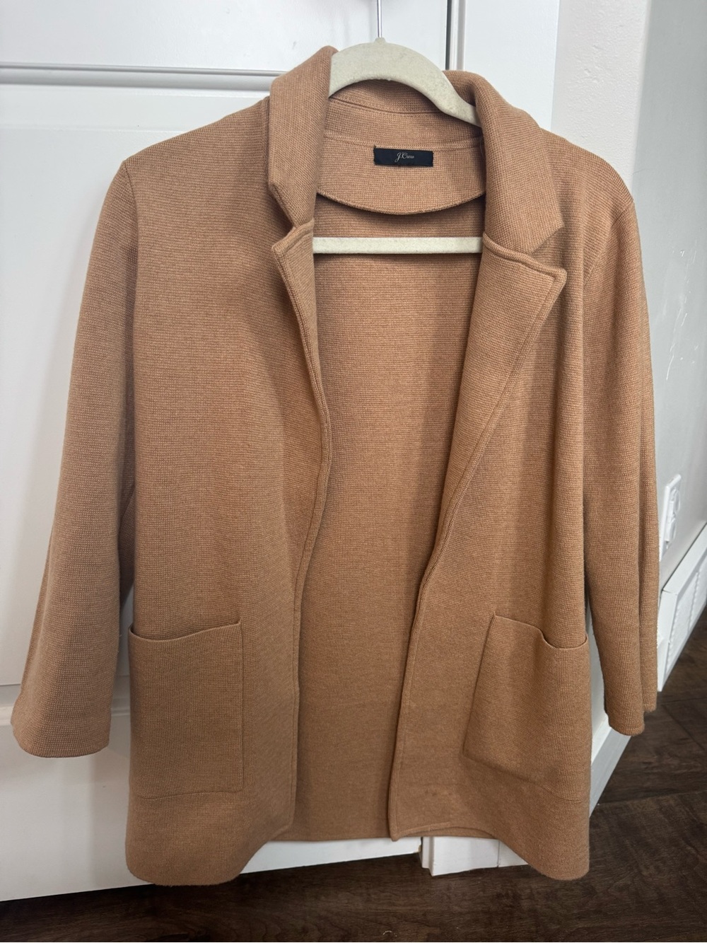 J. Crew Camel Open-Front Knit Blazer Cardigan